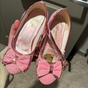 Pink Glitter Kids Shoes with Bow